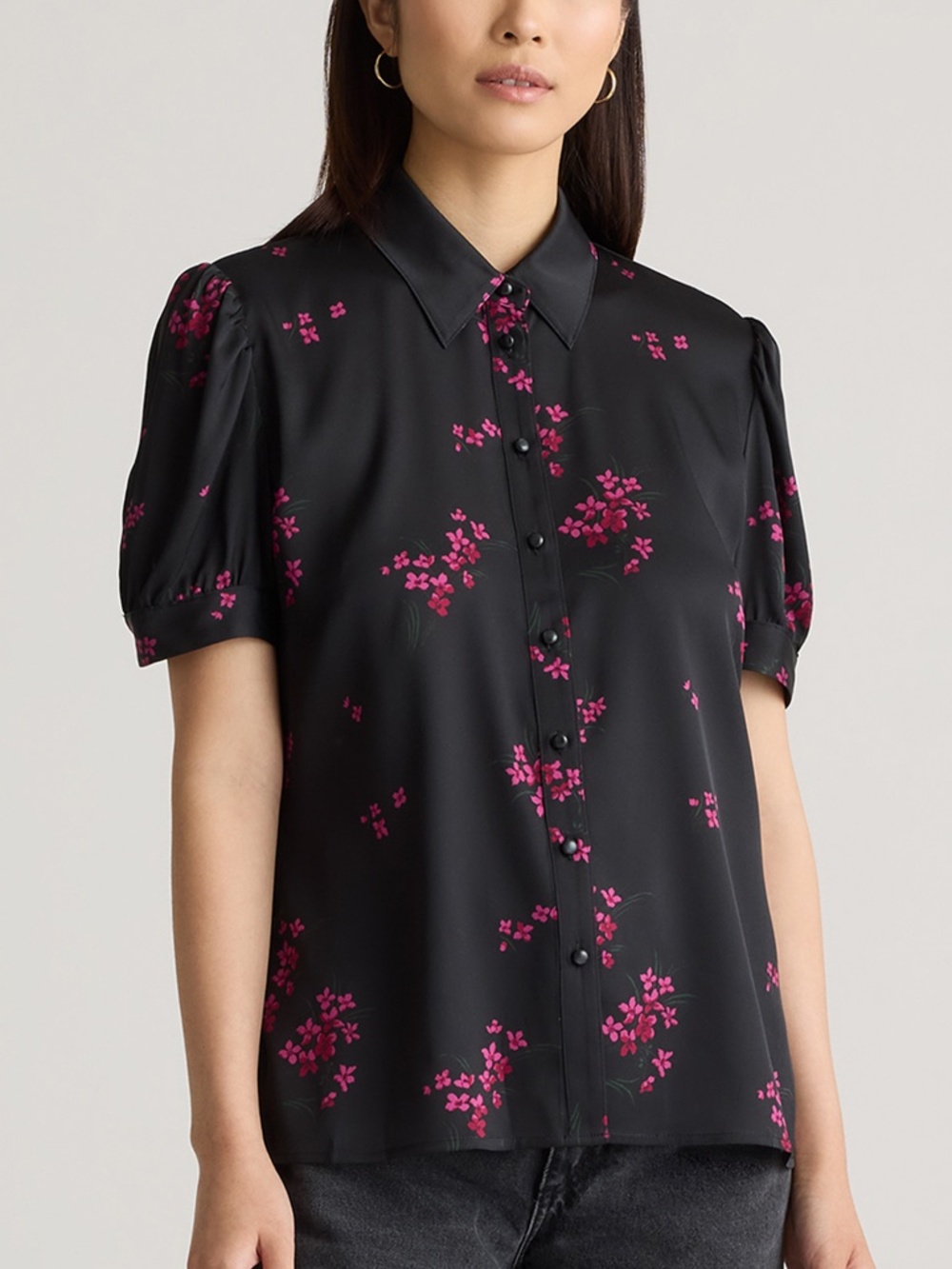 Quince silk top - garnet garden - NWOT